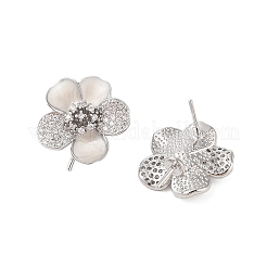 Латунь микро проложить кубические серьги из циркония EJEW-B063-02P