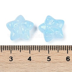 透明スプレーペイントガラスビーズ  ちょう結びに主演  空色  14x15x7mm  穴：1.2mm&nbsp;X1-GLAA-H035-02G
