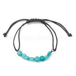 Браслеты из натуральных бирюзовых бусин&nbsp;BJEW-JB13310-01