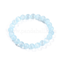 Bracelets extensibles en perles rondes de sélénite naturelle teintée pour femmes&nbsp;G-U005-02G