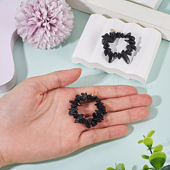 2 Stück Anhänger aus natürlichen Obsidian-Chip-Perlen&nbsp;PALLOY-TAC0232-05