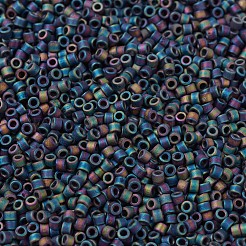 MIYUKIデリカビーズ  シリンダー  日本製シードビーズ  11/0  （db0871)マットブラックab  1.3x1.6mm  穴：0.8mm  約2000PCS /ボトル  10 G /ボトル&nbsp;SEED-JP0008-DB0871