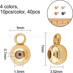 真鍮チューブベイル  ループベイル  ゴム入り  バレル  ミックスカラー  7x5x3.5mm  穴：0.7mm  内径：1.5mm  4色  10個/カラー  40個/箱&nbsp;KK-FH0001-50