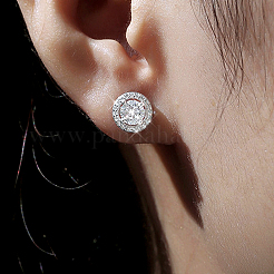 925 плоская круглая серьга-гвоздик из стерлингового серебра DG8088