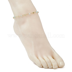 Браслеты на ногу из круглозвенной ограненной цепочки из нержавеющей стали 304 и натурального агата (окрашенного и нагретого)&nbsp;AJEW-AN00747-02