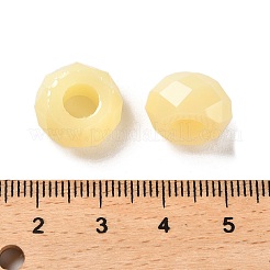 レジンヨーロピアンビーズ  大穴ビーズ  多面カット  ロンデル  レモンシフォン  13.5x8mm  穴：5.5mm&nbsp;RESI-B020-06K