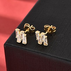 Серьги-гвоздики из латуни с микропаве из прозрачного кубического циркония EJEW-A135-16G