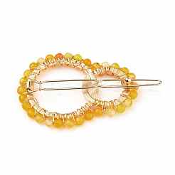 Сплав полые геометрические натуральный агат бусины заколки для волос PHAR-JH00059-02