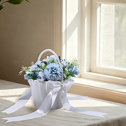 Blumenkörbe aus Polyester mit Schleife und Griff aus Kunststoffperlen&nbsp;AJEW-CP0010-63