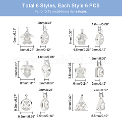 36 шт. 6 стиля подвески из нержавеющей стали 304 со стразами&nbsp;STAS-UN0027-86