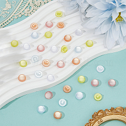 150 шт. 5-х цветные плоские круглые пуговицы из смолы&nbsp;BUTT-CY0001-24