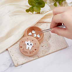 Круглые печатные деревянные футляры для хранения детских зубов с крышками&nbsp;CON-WH0099-75A