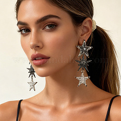 Серьги-гвоздики в виде звезды из цинкового сплава с стразами&nbsp;FS-WGD057C-01