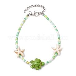 Браслеты ручной работы из стеклянных бус и синтетической бирюзы для женщин&nbsp;BJEW-JB11299