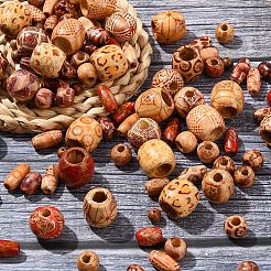 200pcs 8 styles de perles de bois imprimées&nbsp;WOOD-YW0001-26
