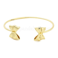 Braccialetti con polsino a fiocco in ottone per donna&nbsp;LS-BJEW-Z072-03G-01