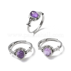 Природные палец кольца аметист RJEW-A084-03P-09