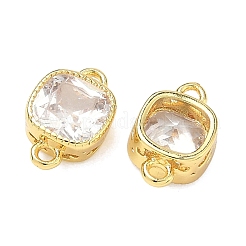 Quadratische Verbindungsanhänger aus Messing mit Zirkonia-Pavé&nbsp;KK-P348-06G-05