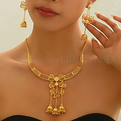 Элегантный комплект из латунного полого банта с кисточками и серег для женщин VJ2141