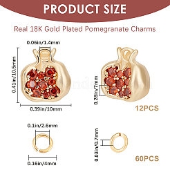 12 шт. латунные подвески с микропаве из шоколадного кубического циркония KK-CN0003-22