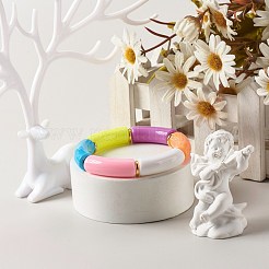 Bracciale elasticizzato con perline acriliche a tubo curvo grosso per donna ragazza&nbsp;BJEW-JB06684-03