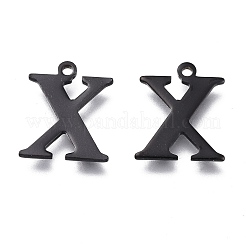 304ステンレススチールチャーム  レーザー切断  アルファベット  電気泳動黒  文字.x  12.5x10.5x0.8mm  穴：1mm&nbsp;STAS-H112-X-EB