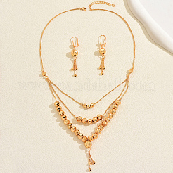 Винтажное латунное многослойное ожерелье и серьги с круглыми бусинами и кисточками для женщин.&nbsp;JG6076