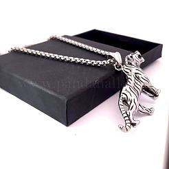 Мужские ожерелья с подвеской в виде тигра из нержавеющей стали для мужчин EL6160