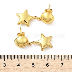 スター 304 ステンレススチール ダングル スタッド イヤリング  ゴールドカラー  29x13mm&nbsp;EJEW-A125-46G