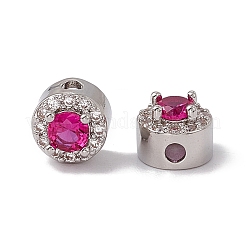 Стойки обшивки латунные микро проложить кубического циркония плоским круглых бусин&nbsp;KK-C007-13