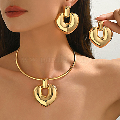Комплекты из колье и серег-гвоздиков с подвеской в виде железного сердца для женщин WD9044