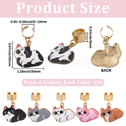 6 шт. подвеска в виде стетоскопа в виде кота из двухцветного сплава с эмалью&nbsp;HJEW-SP0001-40