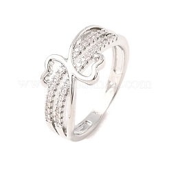Messing-Fingerringe mit Mikropflaster und klarem Zirkonia für Damen&nbsp;RJEW-C168-03P