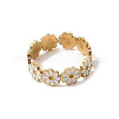 Кольцо для пальца Flower 201 из нержавеющей стали с эмалью&nbsp;RJEW-Z135-02G