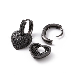 Créoles pendantes en forme de cœur avec zircon cubique&nbsp;EJEW-P206-08B