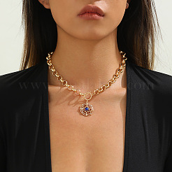 合金製カプリブルーラインストーン太陽と星のペンダントネックレス（OTクラスプ付き）女性用  ゴールドカラー  16.14インチ（41cm）&nbsp;WGE6492-01