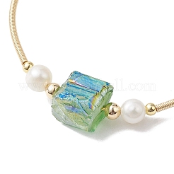 Гальванический браслет-манжета из натурального кварца с бусинами BJEW-JB10195