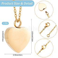 Ожерелья с подвеской в виде сердца из нержавеющей стали в виде погребальной шкатулки DIY-CN0003-41G