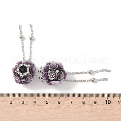 Perline pendenti con nappe di strass in argilla polimerica fatte a mano&nbsp;CLAY-H003-02P-02