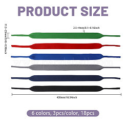 18 Stück 6 Farben Polyester & synthetischer Gummi rutschfestes verstellbares Brillenband&nbsp;AJEW-CA0005-45