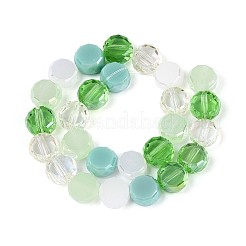 電気メッキガラスビーズセット  フラットラウンド  多面カット  薄緑  7.5~8x4~5mm  穴：1~1.4mm  約25~27個/連  7.28~7.48インチ（18.5~19cm）&nbsp;EGLA-N022-03A-A06