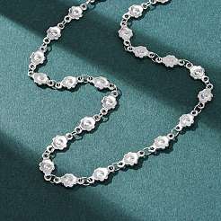 Ожерелья из цепочек с цветочным узором из нержавеющей стали 304 толщиной 5.5 мм&nbsp;NJEW-P346-01P