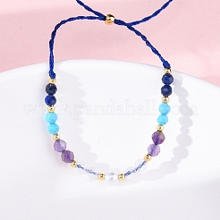 Bracciali di perline intrecciate di lapislazzuli naturale&nbsp;BJEW-F493-09G-04