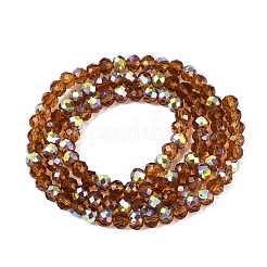 Hilos de cuentas redondas de vidrio transparente chapadas en color AB&nbsp;EGLA-T029-4mm-10I