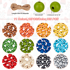 180 pz 12 perline di legno naturale colorate&nbsp;WOOD-FH0001-75