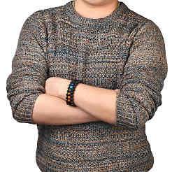 Bracelet homme perles tressées 3 rang&nbsp;BJEW-JB06960-04