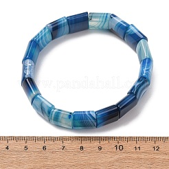 Braccialetti elasticizzati quadrati in agata naturale a bande (tinta e riscaldata) per uomo e donna&nbsp;GG-CBA9ACE-B15