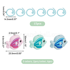 6 шт. 3 цвета силиконовые бусины в виде рыбок протекторы для спиц/стопоры для спиц DIY-NB0010-36