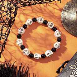 3 bracciale elastico con perline sintetiche turchesi in 3 colori&nbsp;BJEW-JB12093
