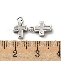 304ステンレススチールシェルチャーム  クロス  ステンレス鋼色  10.5x6.5x2.5mm  穴：1.2mm&nbsp;STAS-L022-014P